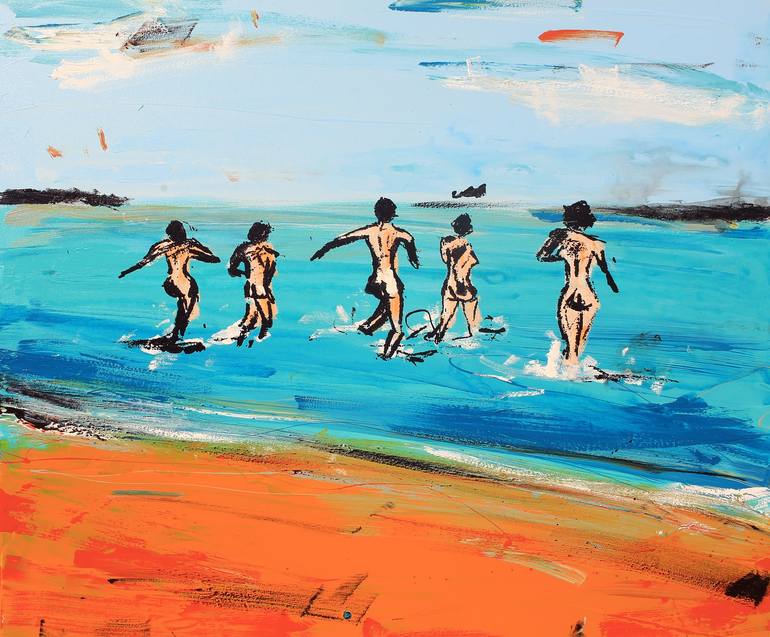 skinny dippers Painting by christian nicolson