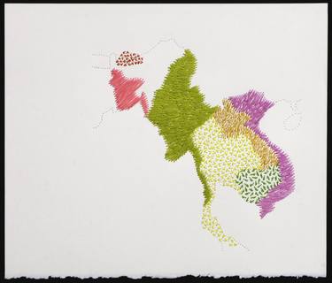 Map on Middle Size Paper -Eastern South Asia #01- (pink & light green) thumb