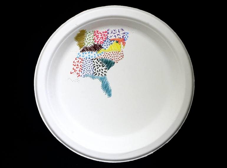 Map in Paper Plate  -North America #01- - Print