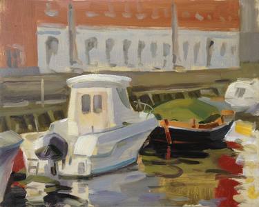 Original Impressionism Boat Paintings by Maxim Moraru