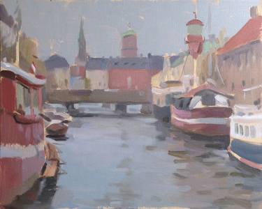 Original Fine Art Boat Paintings by Maxim Moraru