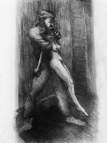 Man holding a lady | ORIGINAL| Realistic, Figurative, Dark art thumb