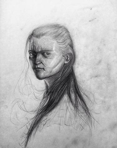 Lady portrait | Portrait drawing | ORIGINAL Pencil on paper thumb