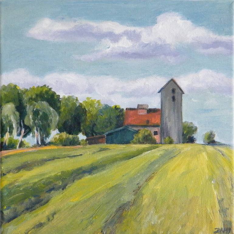 Hill with a granary Painting by Beatrice Neumann Saatchi Art