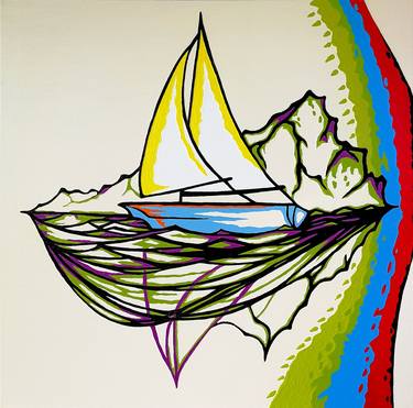 Original Abstract Expressionism Boat Paintings by Hakan Ecevit
