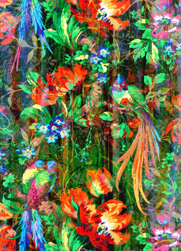 Original Nature Digital by Scott Gieske | Conceptual Art on Paper | Birds of Paradise