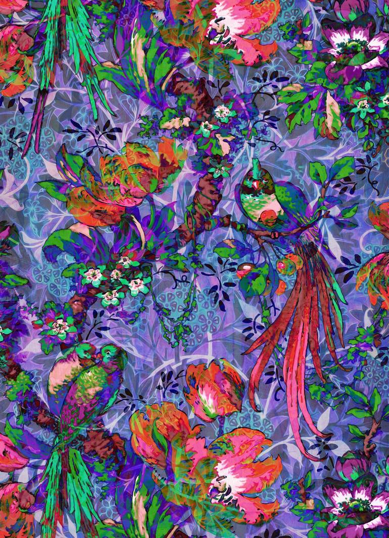 Original Nature Digital by Scott Gieske | Conceptual Art on Paper | Birds of Paradise