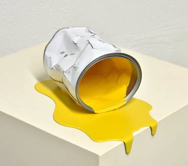 Saatchi Art Artist Yannick Bouillault; Sculpture, “Le vieux pot de peinture jaune” #art