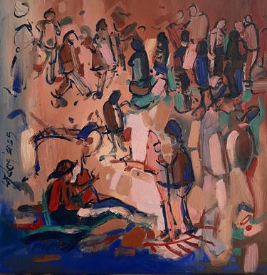 Original Abstract People Painting by Cigdem Corek