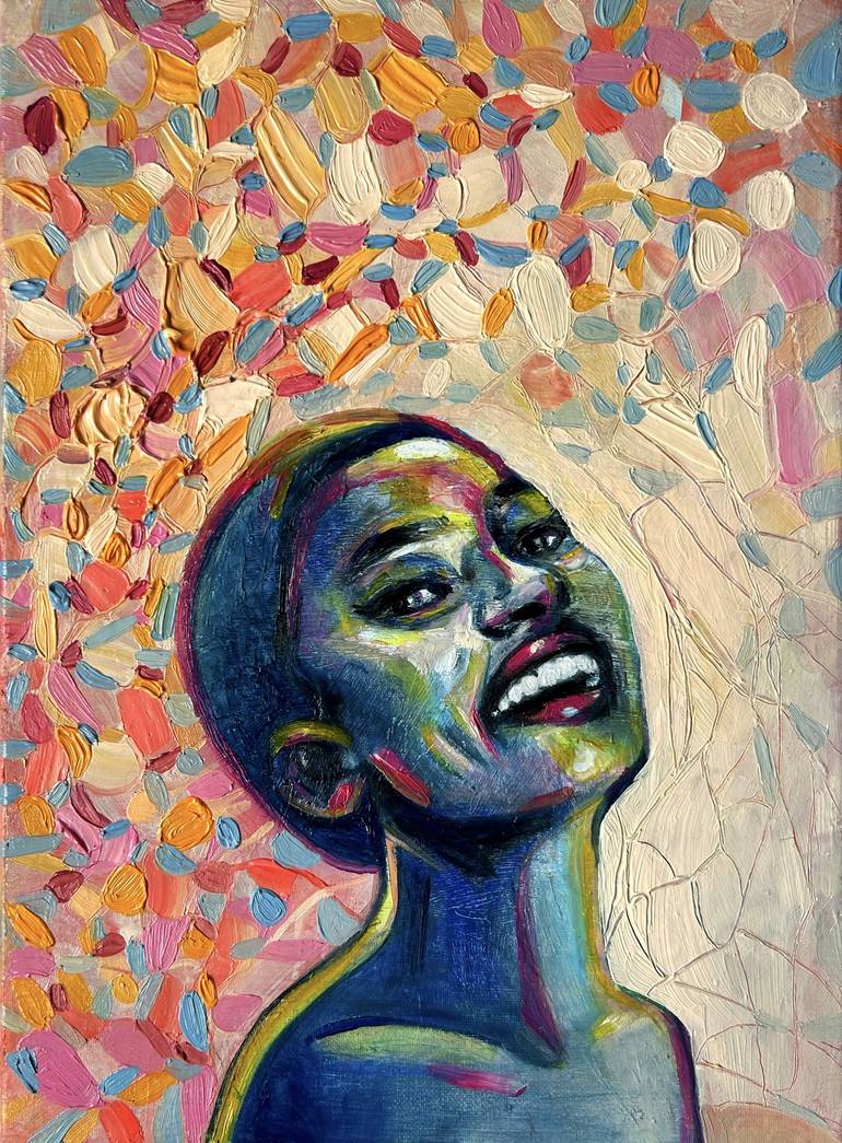 Colorful portrait black woman oil painting Painting by Julia Brinkfrau ...