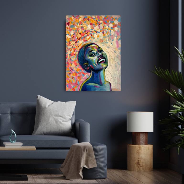 Colorful portrait black woman oil painting Painting by Julia Brinkfrau ...