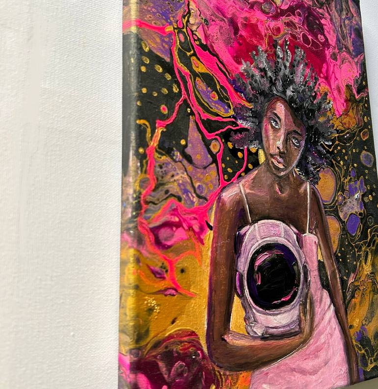 Original Surrealism Outer Space Painting by Julia Brinkfrau