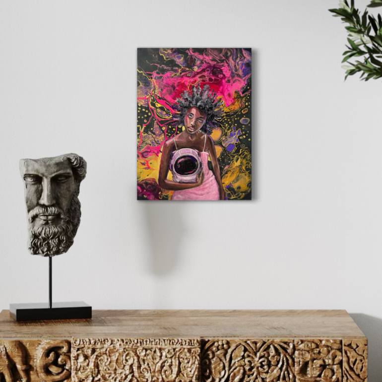 Original Surrealism Outer Space Painting by Julia Brinkfrau