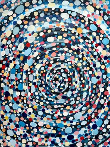 Large abstract blue spiral painting thumb