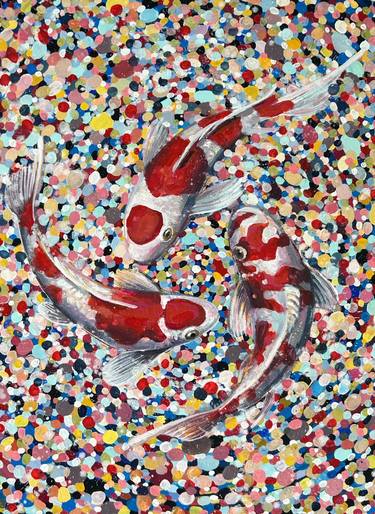 Original Abstract Expressionism Fish Paintings by Julia Brinkfrau