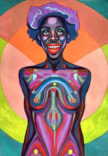 Colorful black laughing woman thumb
