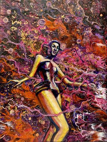 Woman outer space painting thumb