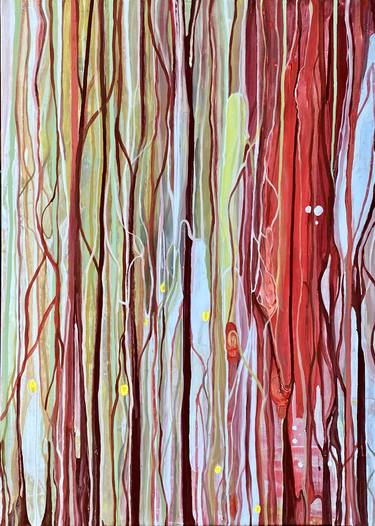 Large abstract red green painting thumb