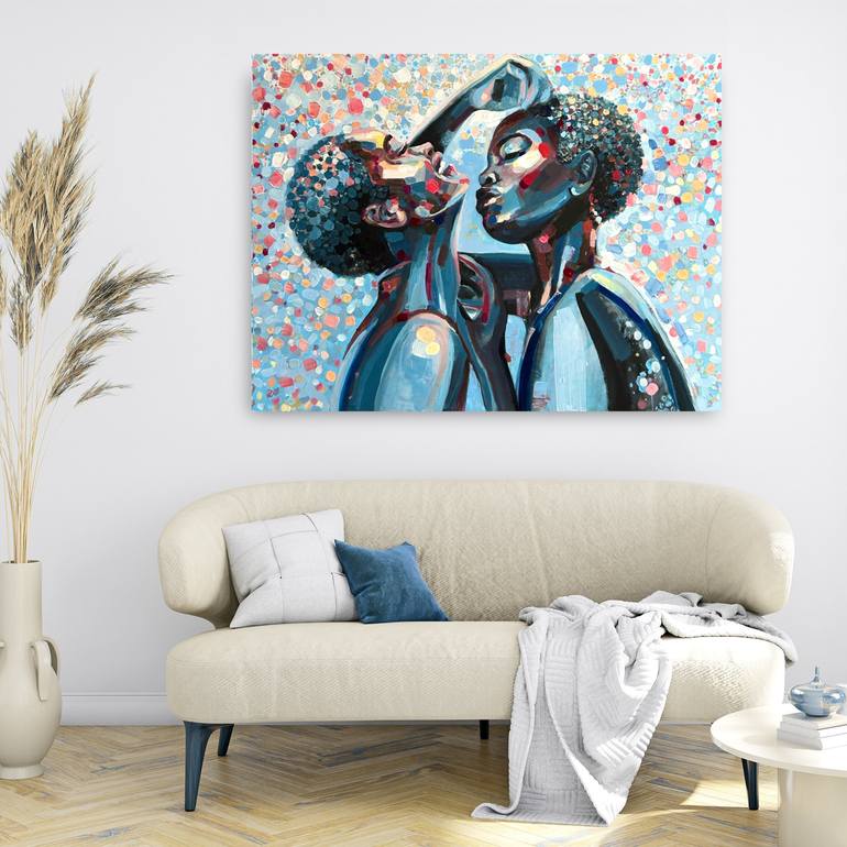 black couple large painting Painting by Julia Brinkfrau | Saatchi Art