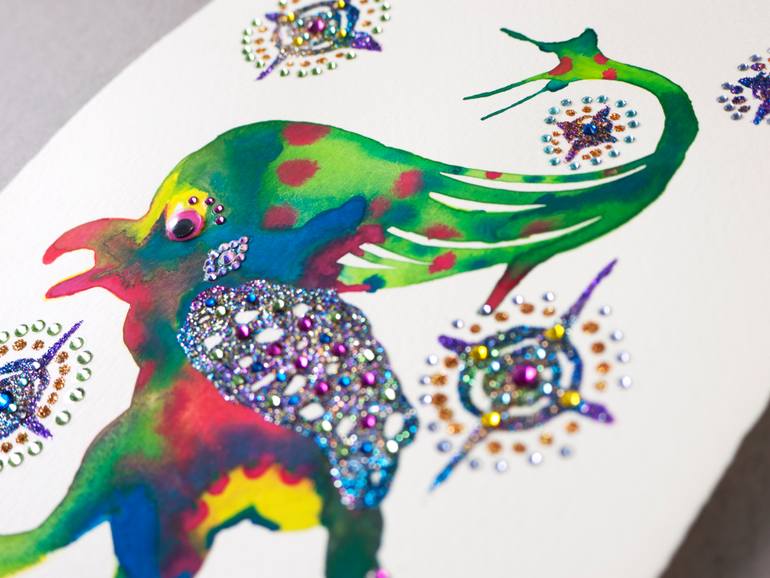 Original Abstract Animal Painting by Akiko Ban