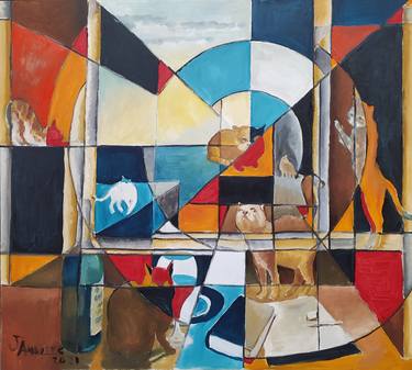 Original Cubism Animal Paintings by Jose Aguirre