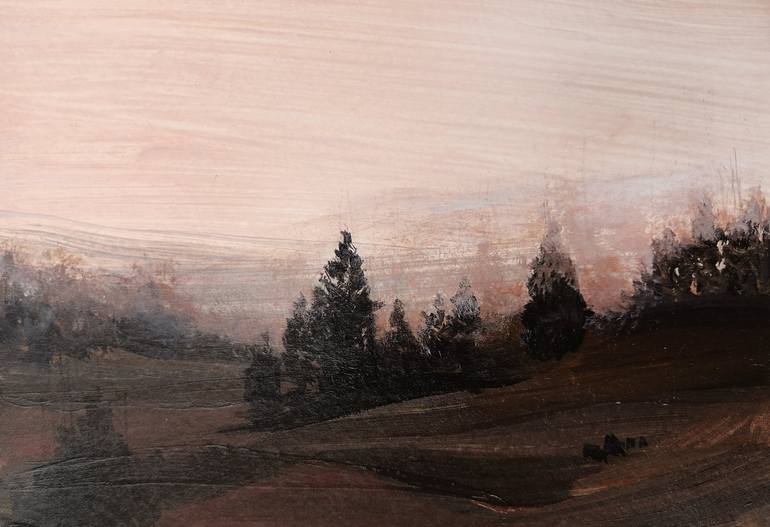 Moody Autumn Small Moody Dark Drawing For Sale With Autumn Forest And Field Drawing By Veronika Kryukova Saatchi Art