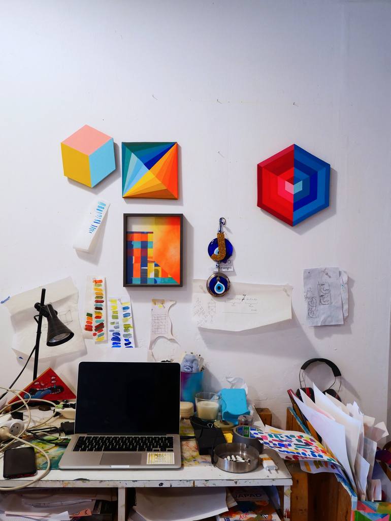 Original Abstract Geometric Painting by Jessica Moritz