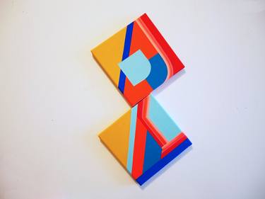 Abstract geometric landscape diptych thumb