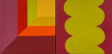 What happens between yellow and red, stays between red and yellow, Diptych painting thumb