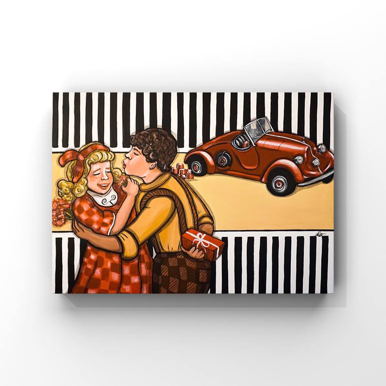 Original Art Deco Car Painting by Gabriela Adriana Radac