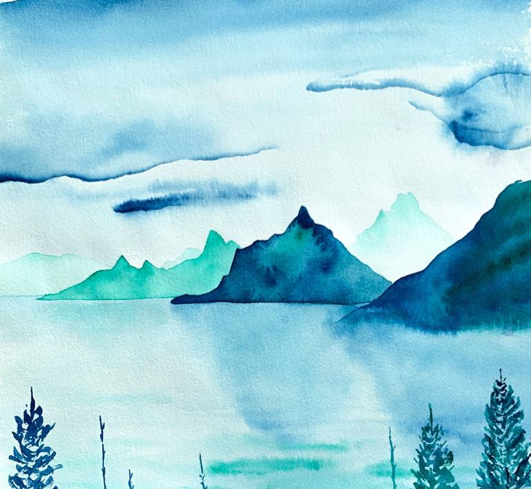 Glacial Lakes Painting by Nadia Daly | Saatchi Art