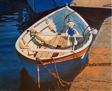 Original Expressionism Boat Paintings by Pei-Kang Hsu