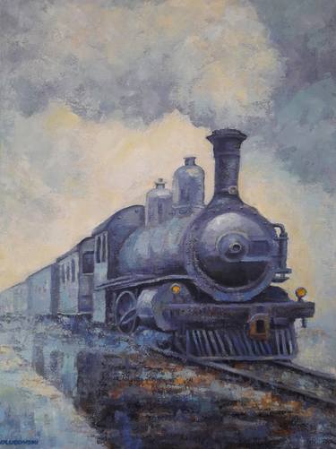 Original Expressionism Train Paintings by Nikola Golubovski