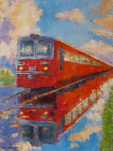 Original Abstract Train Paintings by Nikola Golubovski