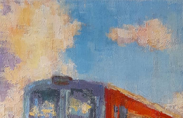 Original Abstract Train Painting by Nikola Golubovski