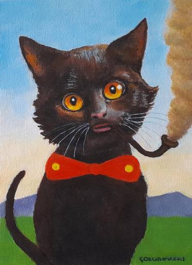 Original Figurative Cats Paintings by Nikola Golubovski