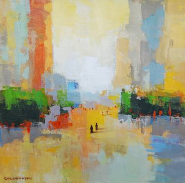 Original Abstract Cities Paintings by Nikola Golubovski