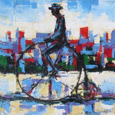 Print of Modern Bicycle Paintings by Nikola Golubovski