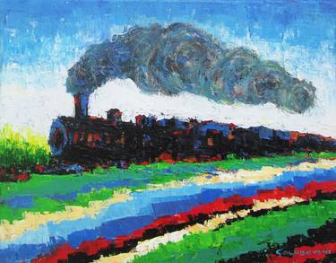 Original Modern Train Paintings by Nikola Golubovski