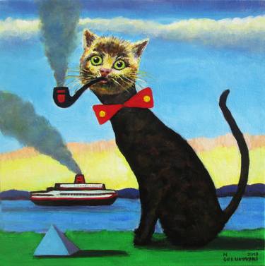 Print of Cats Paintings by Nikola Golubovski