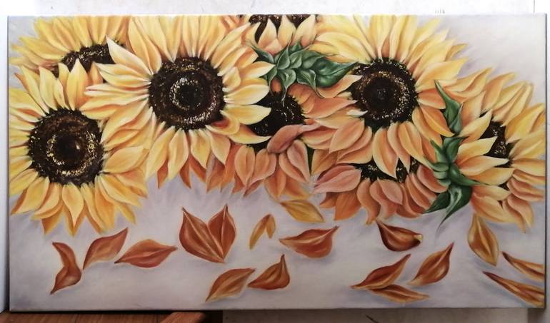 Pétalos de Girasol Painting by Luz Colonelli | Saatchi Art