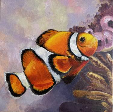 Clownfish: A Vivid 12''x12'' Oil Portrait on Canvas thumb