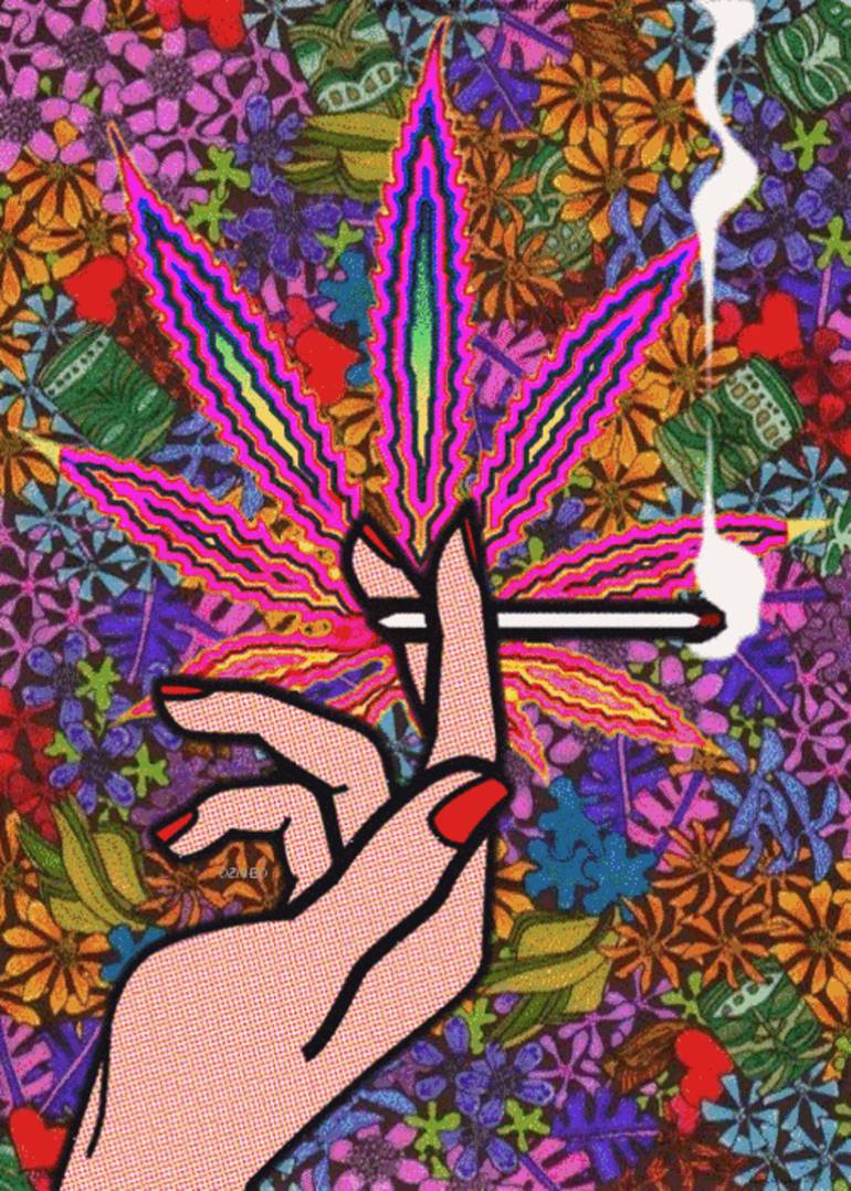 Weed Women Hand Marijuana Wall Art Painting By Aryan Garg Saatchi Art