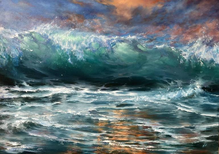 SALE! Stormy Ocean Seascape Impressionism Signed Mix Media deals Canvas Signed Painting.