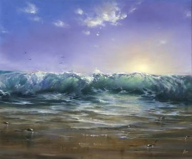 Shine Bright- stormy seascape, ocean waves and sunrise thumb