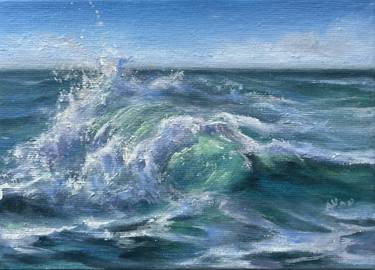 Shore Guard (black frame) - stormy seascape, ocean waves thumb