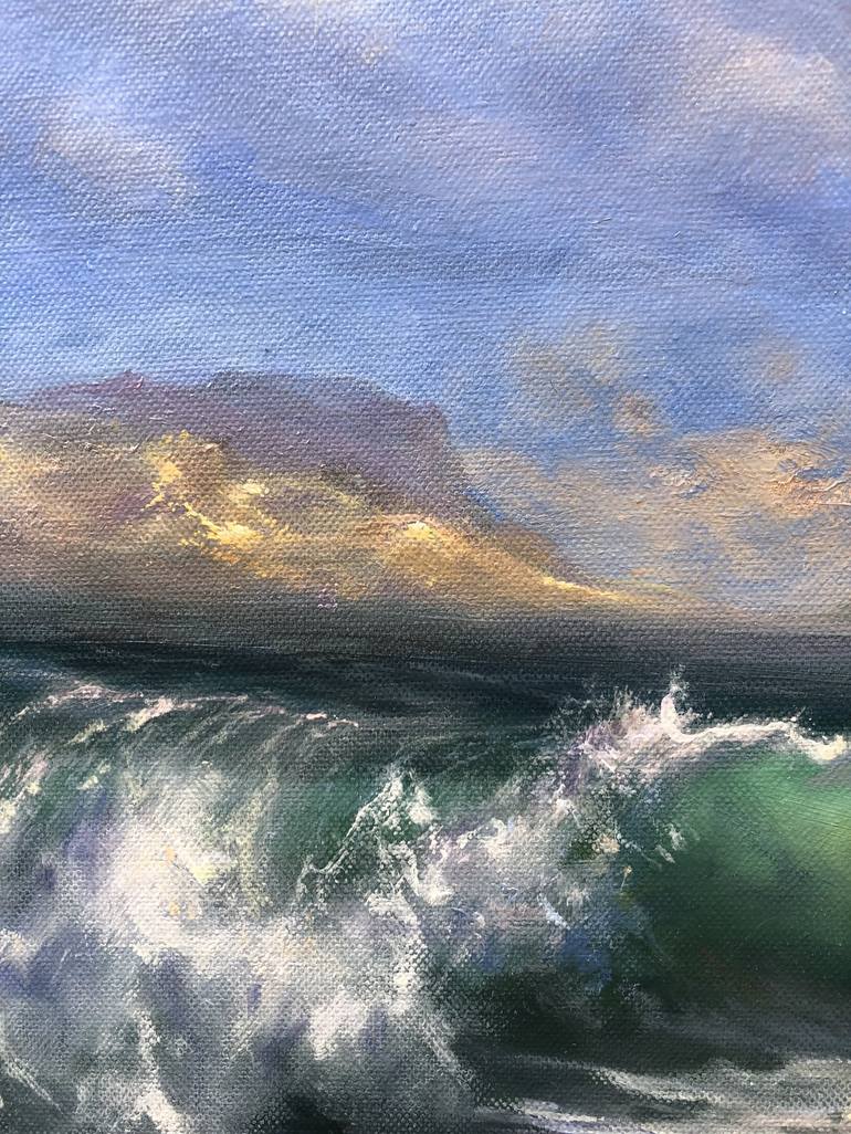 Roaring Emeralds - stormy seascape, ocean waves Painting by Alesia ...