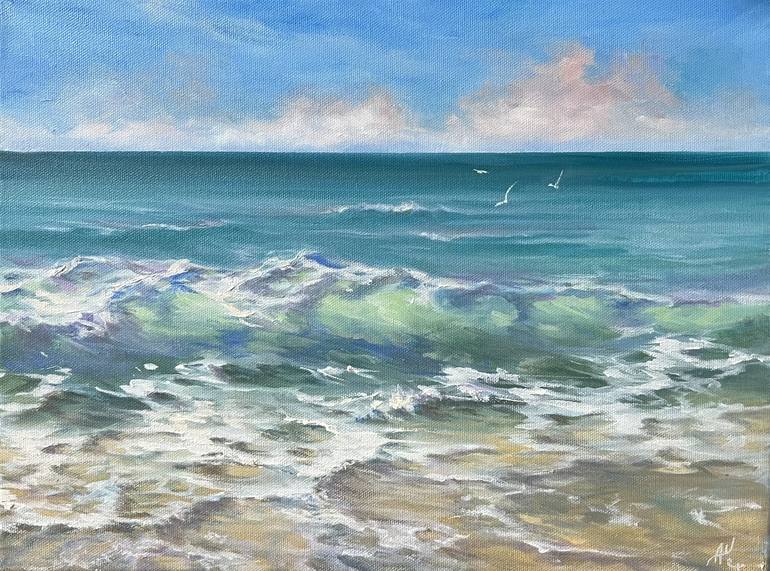 Soft Waves - seascape, ocean waves Painting by Alesia Yeremeyeva ...