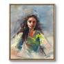 Brunette abstract oil painting, framed.
