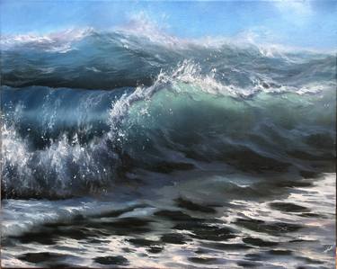 Sea-glass - stormy seascape, ocean waves thumb